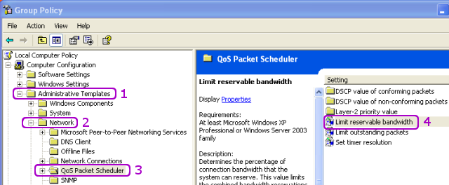 Bandwidth σε windows XP